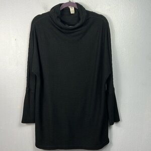 We the Free Urban Outfitters Black Funnel Neck Waffle Knit Tunic Top Small